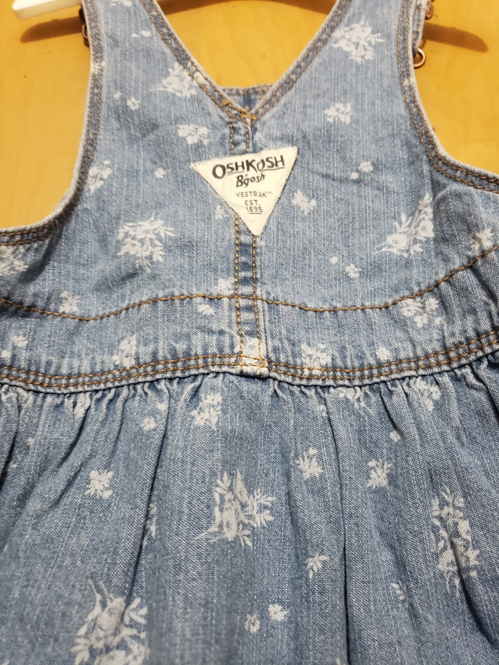 OshKosh B'gosh Blue Floral Denim Overall Dress